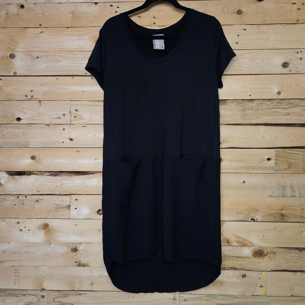 Dolan Left Coast Collection Black Shift Dress Pockets High-Low Medium